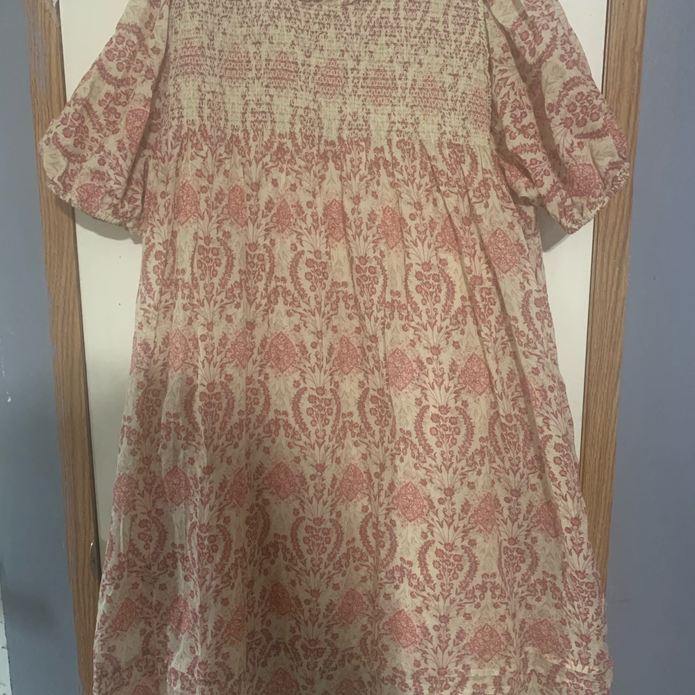 Easel Sienna Sky Puff Sleeve Dress In Boho Red